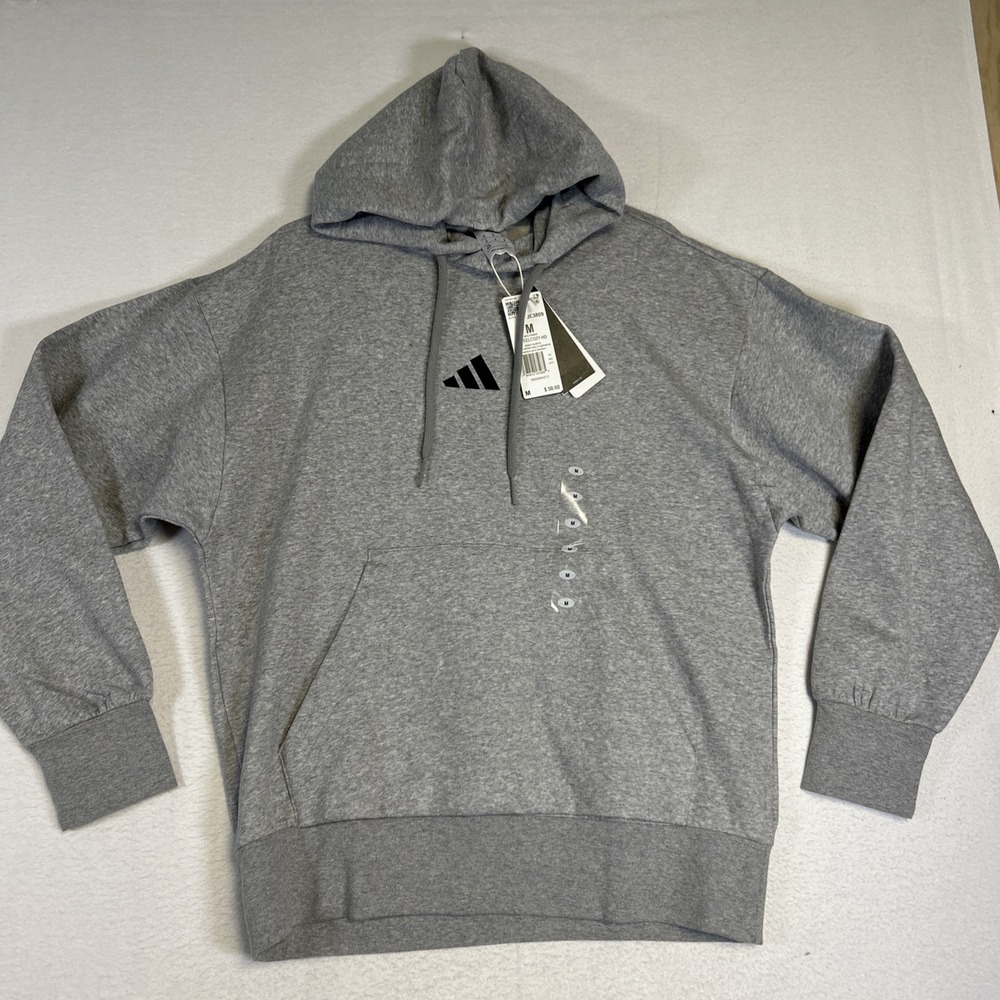 Adidas Feelcozy HD Hoodie Grey Heather Pullover Sweatshirt JE3809 Mens Medium